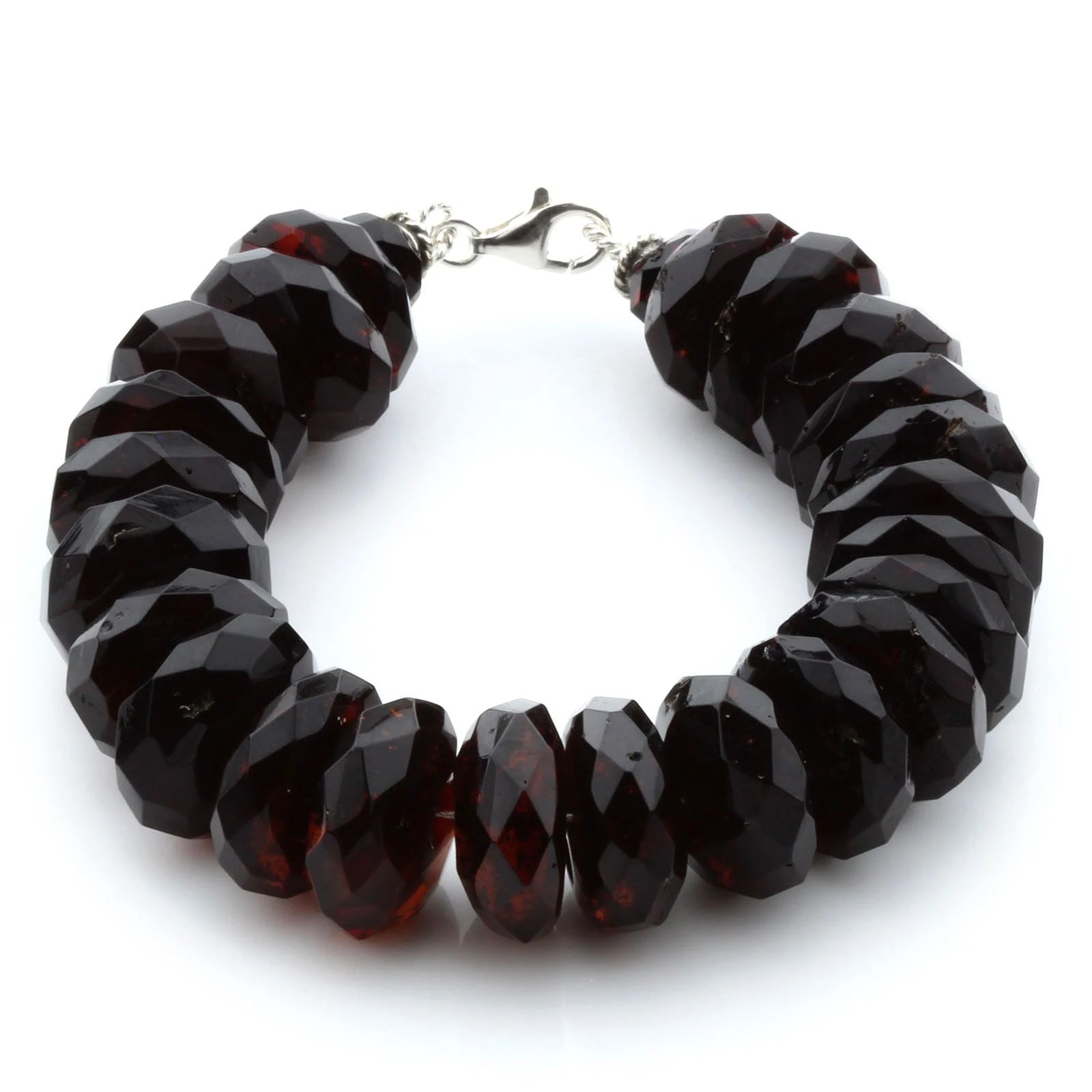 Adult Baltic Amber & 925 Sterling Silver Clasp Bracelet 20cm. SB46