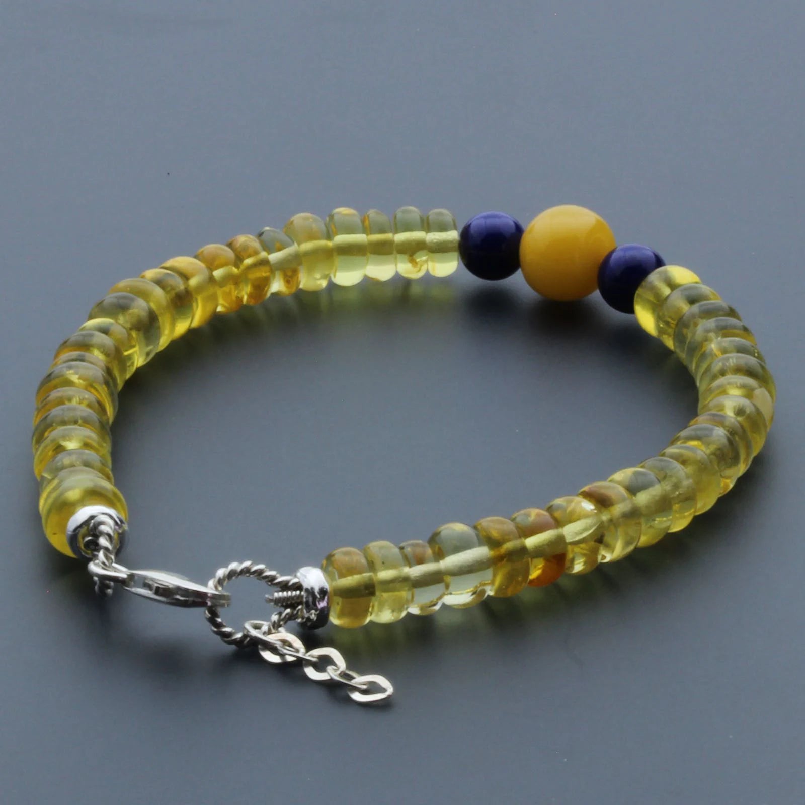 Adult Baltic Amber & 925 Sterling Silver Clasp Bracelet 7mm 19cm. SB113