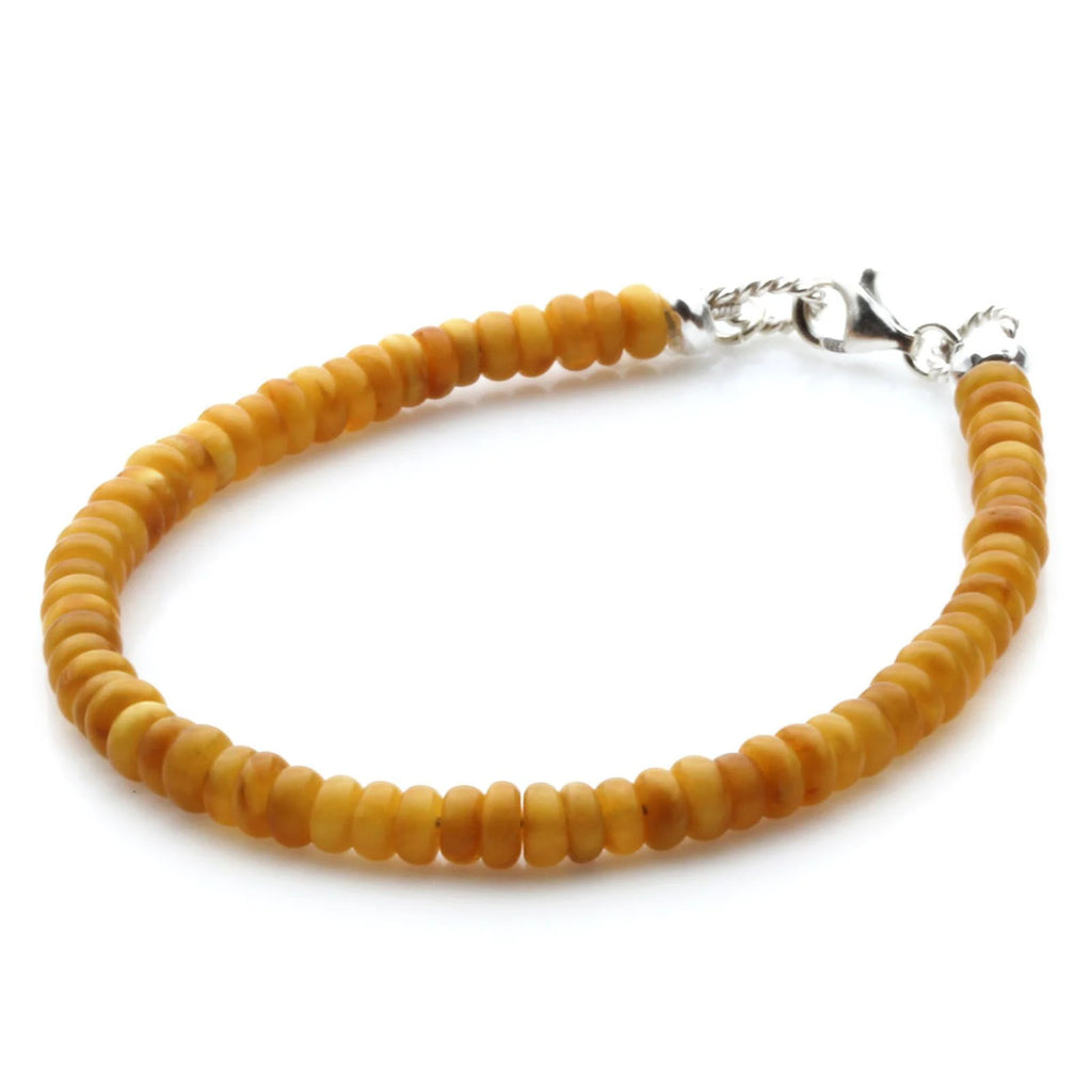 Adult Baltic Amber & 925 Sterling Silver Clasp Bracelet 4mm 19cm. SB137
