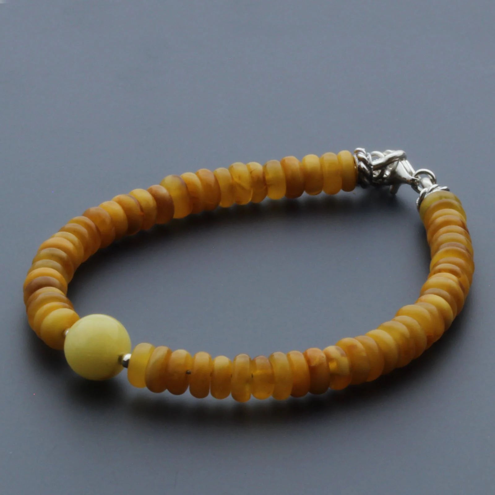 Adult Baltic Amber & 925 Sterling Silver Clasp Bracelet 5mm 18cm. SB120