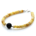 Milky white Baltic amber tablet adult bracelet with sterling silver, 18cm