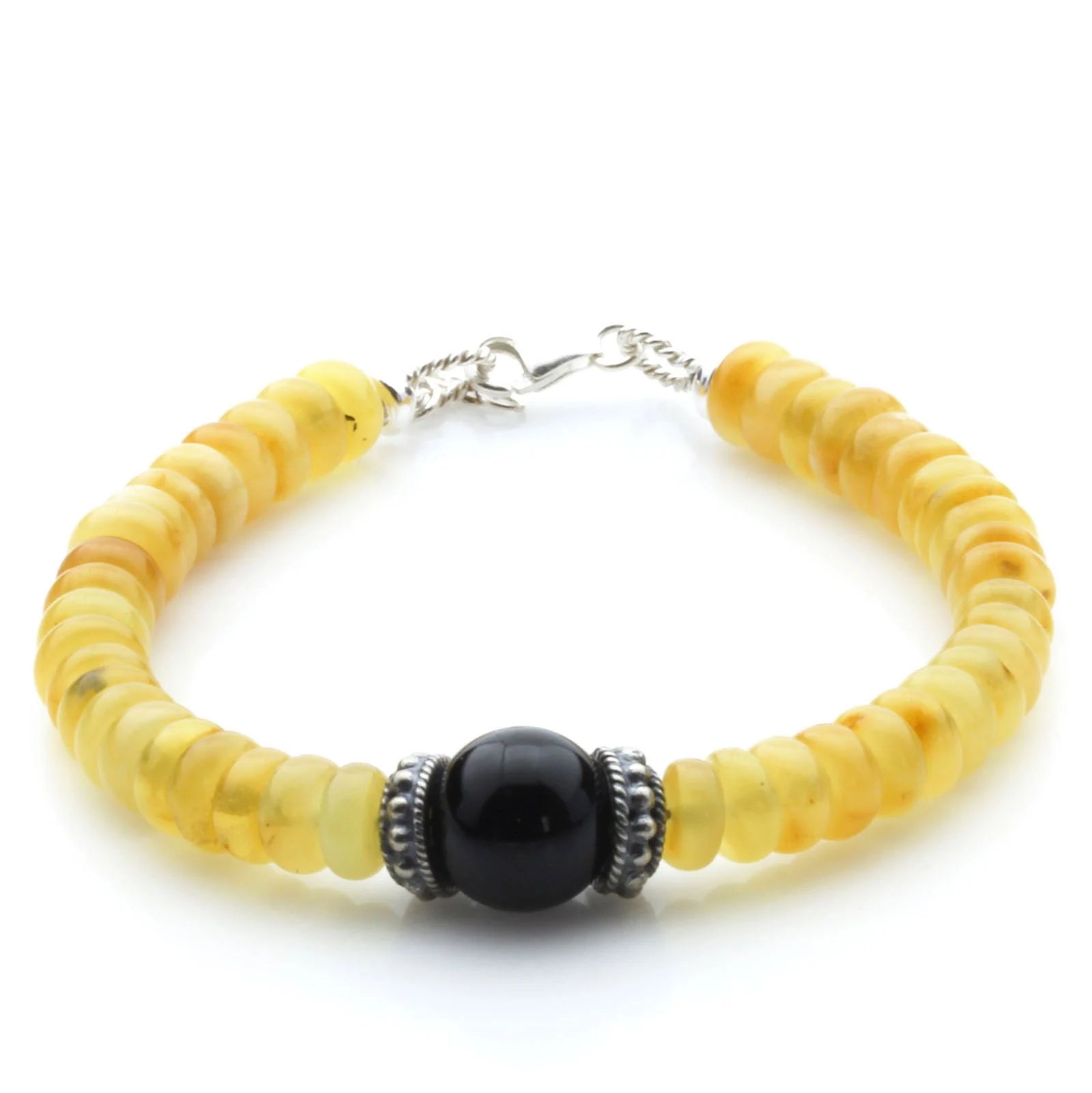 Adult Baltic Amber & 925 Sterling Silver Clasp Bracelet 7mm 19cm. SB112