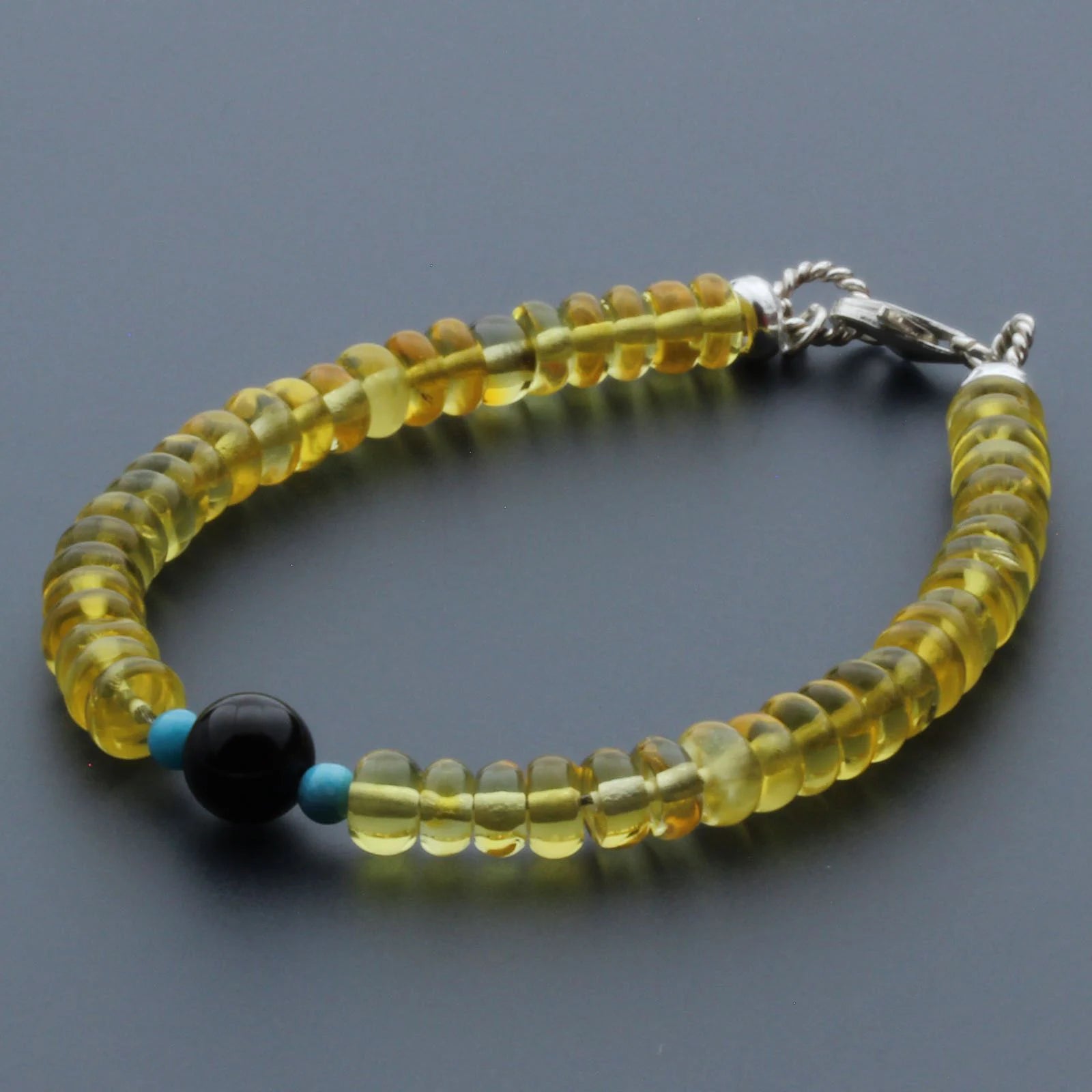 Adult Baltic Amber & 925 Sterling Silver Clasp Bracelet 6mm 18cm. SB134