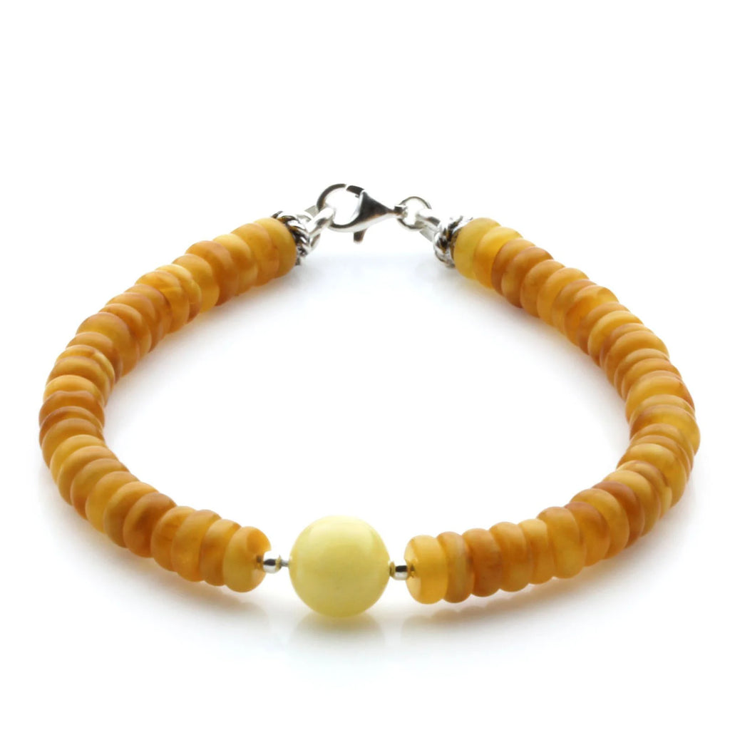 Adult Baltic Amber & 925 Sterling Silver Clasp Bracelet 5mm 18cm. SB120