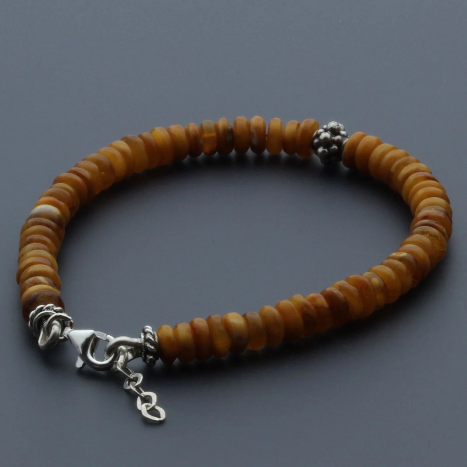 Adult Baltic Amber & 925 Sterling Silver Clasp Bracelet 5mm 19cm. SB130