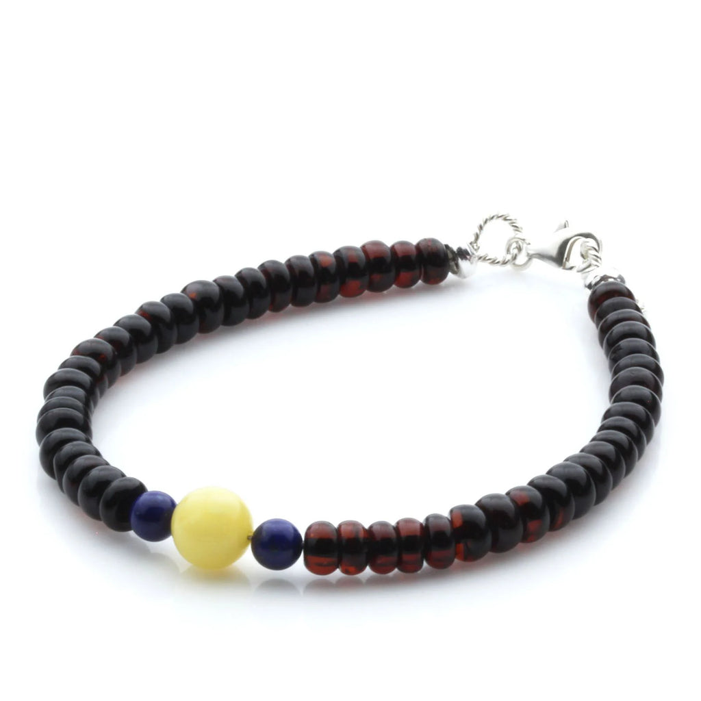 Adult Baltic Amber & 925 Sterling Silver Clasp Bracelet 18cm. SB118