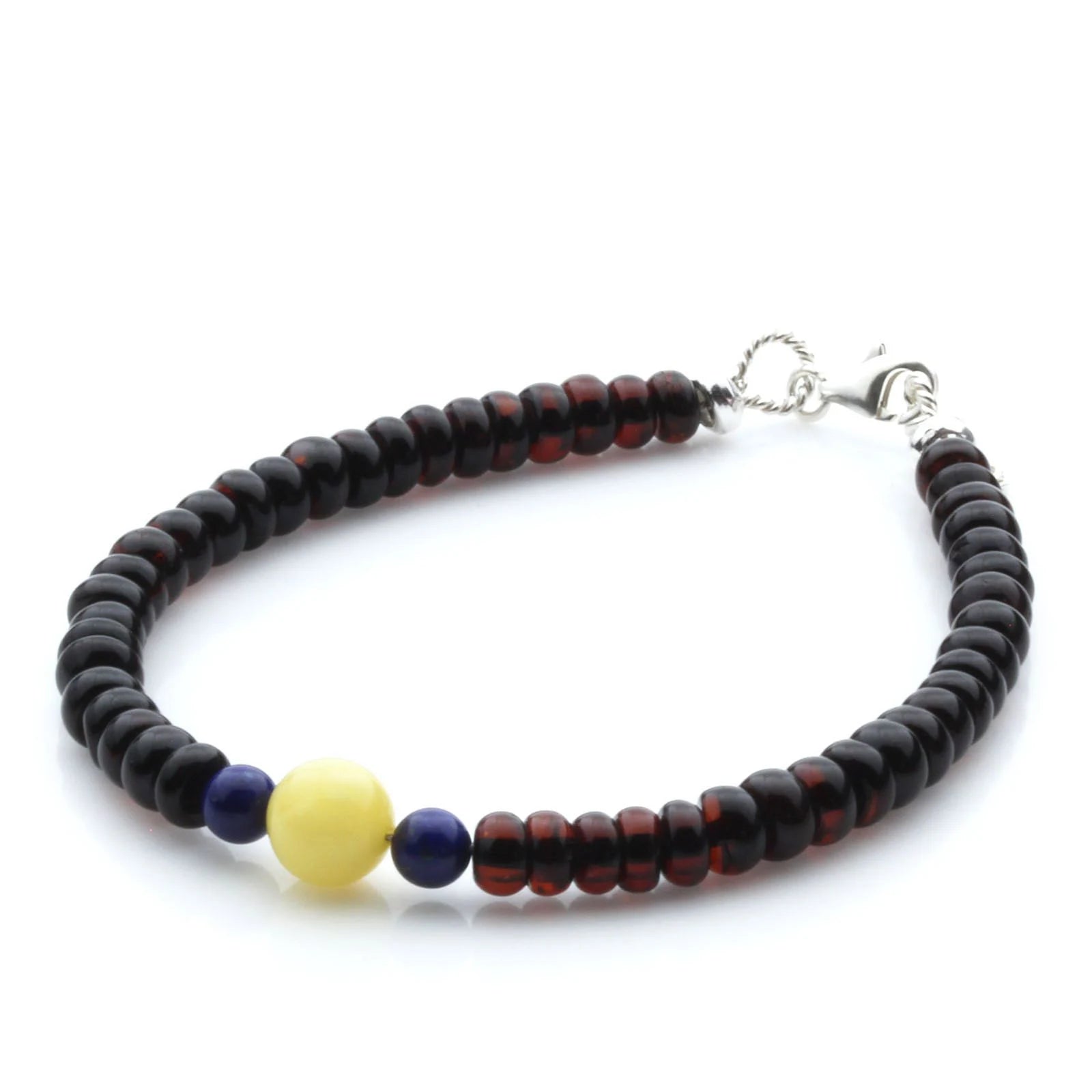 Adult Baltic Amber & 925 Sterling Silver Clasp Bracelet 18cm. SB118