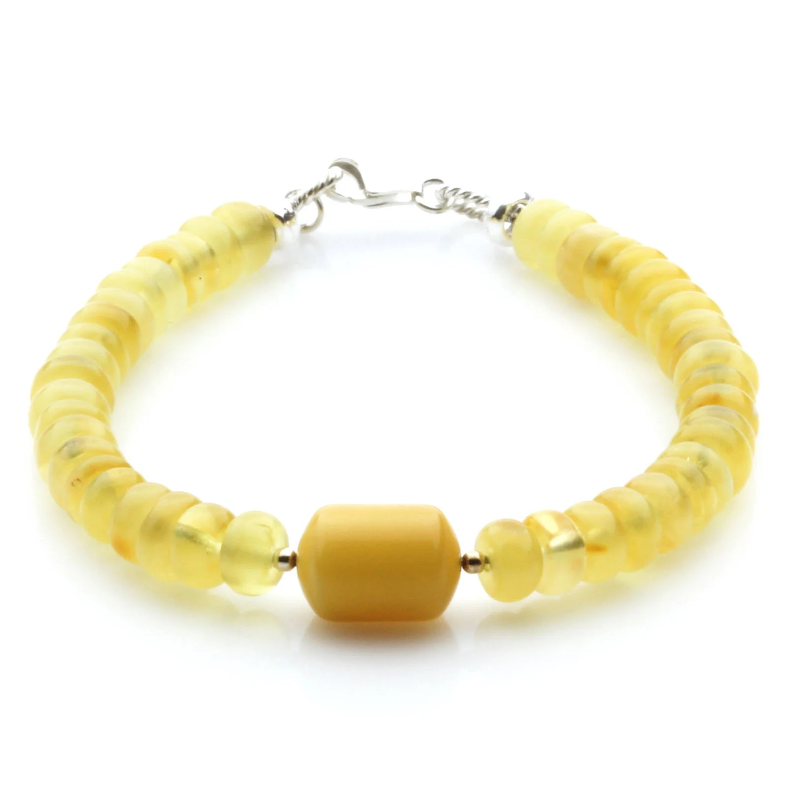 Adult Baltic Amber & 925 Sterling Silver Clasp Bracelet 6mm 18cm. SB125