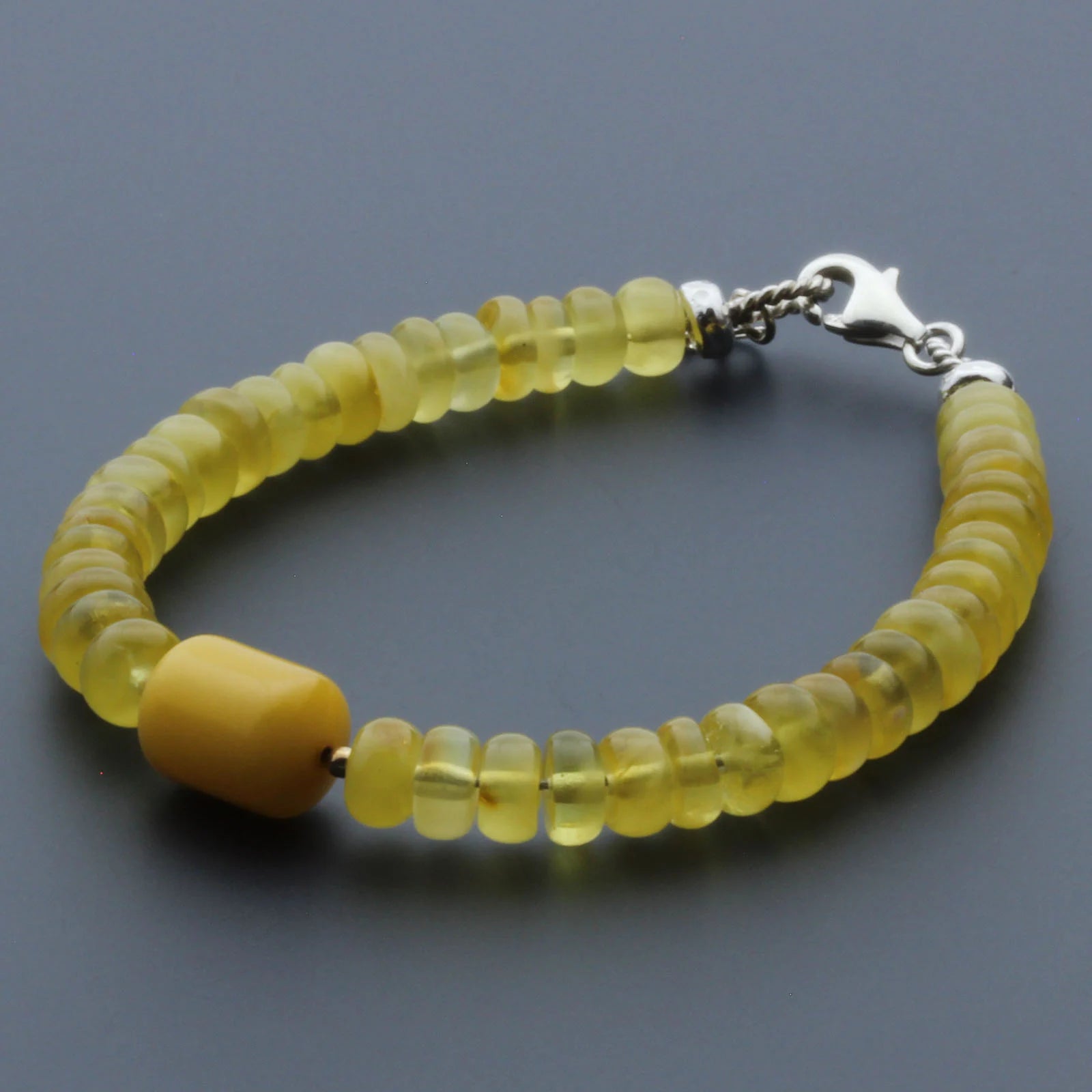 Adult Baltic Amber & 925 Sterling Silver Clasp Bracelet 6mm 18cm. SB125