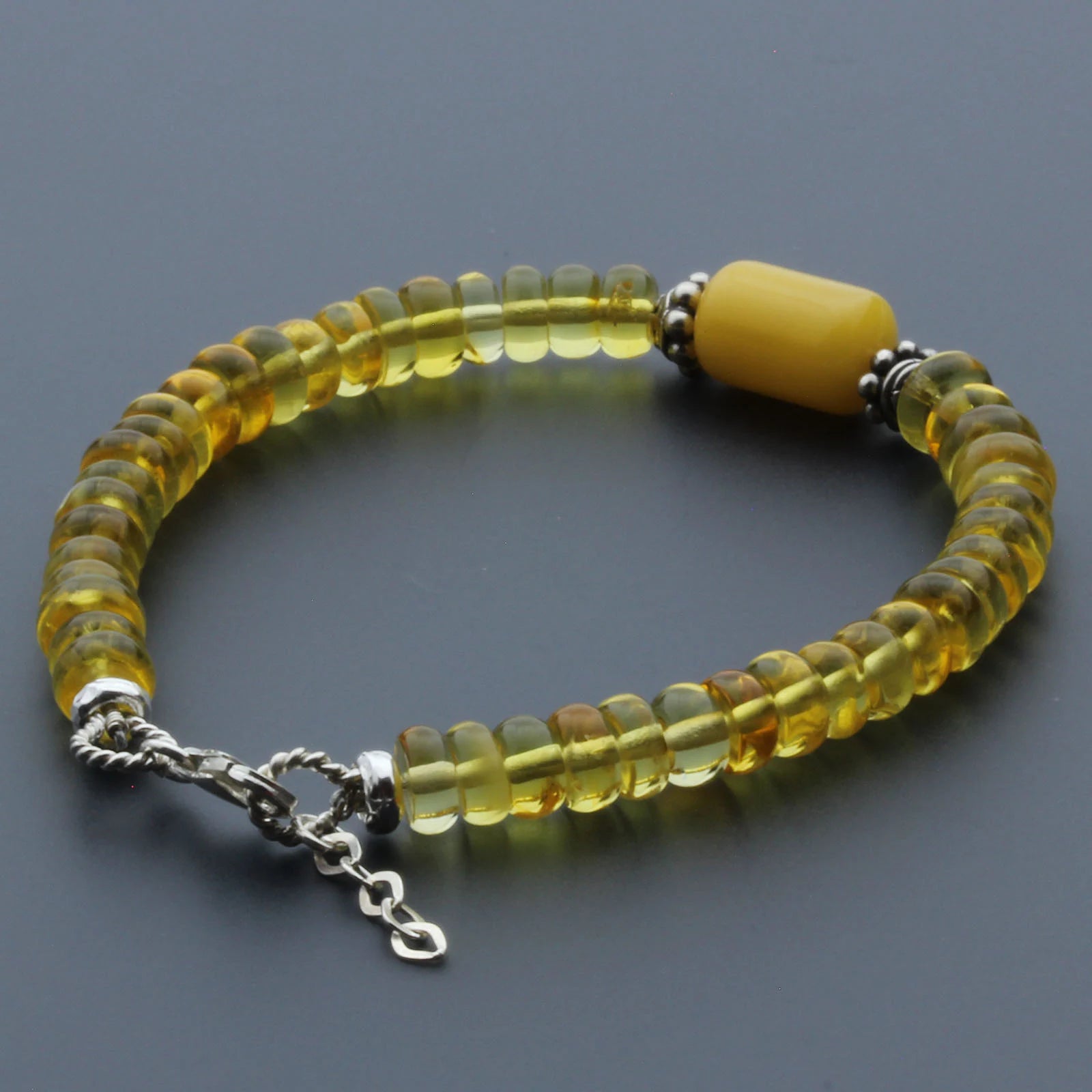 Adult Baltic Amber & 925 Sterling Silver Clasp Bracelet 7mm 19cm. SB126