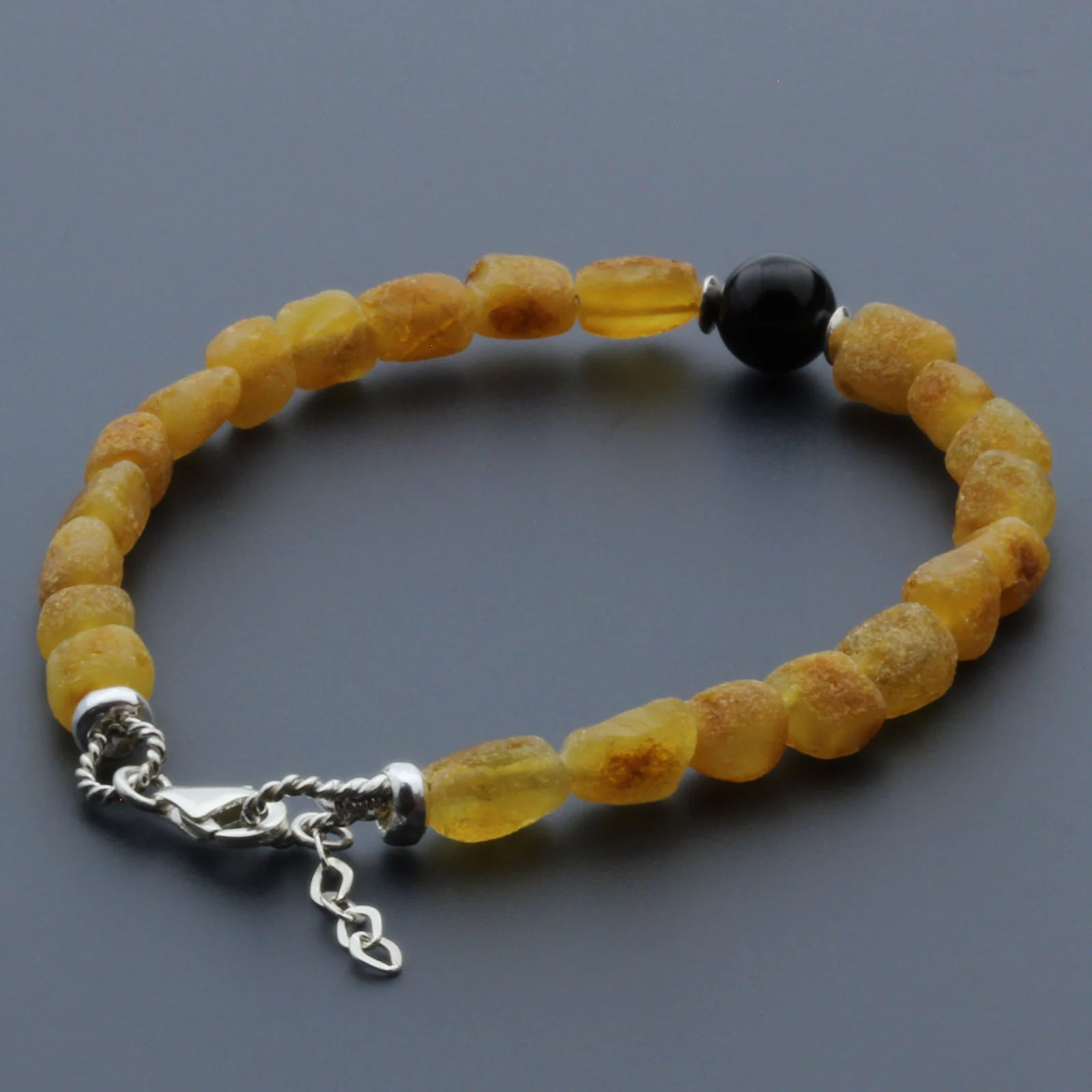 Adult Baltic Amber & 925 Sterling Silver Clasp Bracelet 6mm 20cm. SB127