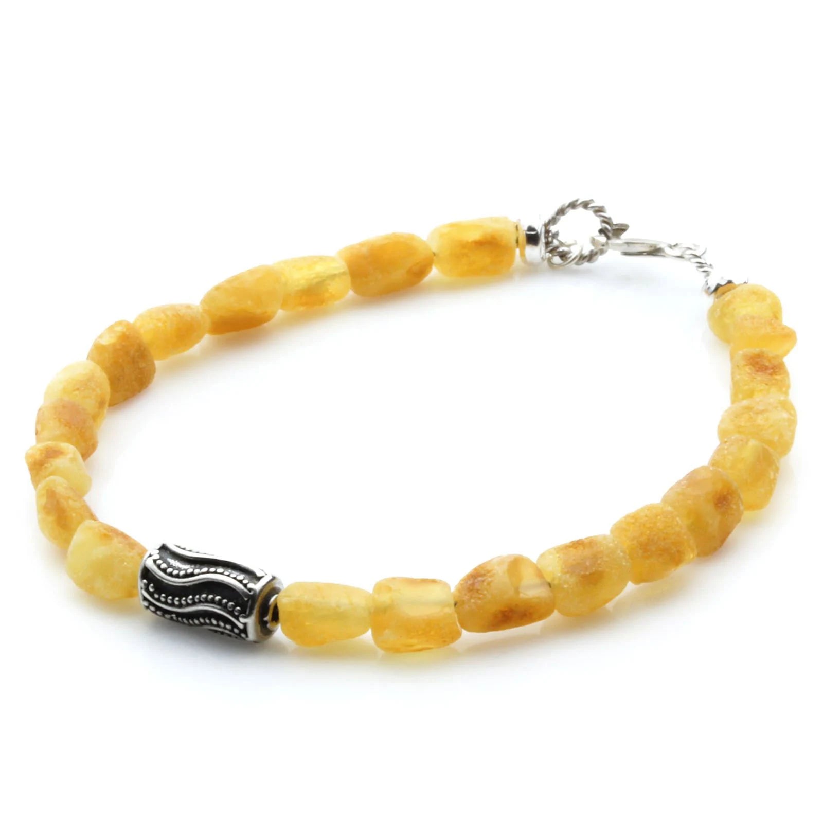 Adult Baltic Amber & 925 Sterling Silver Clasp Bracelet 6mm 20cm. SB122