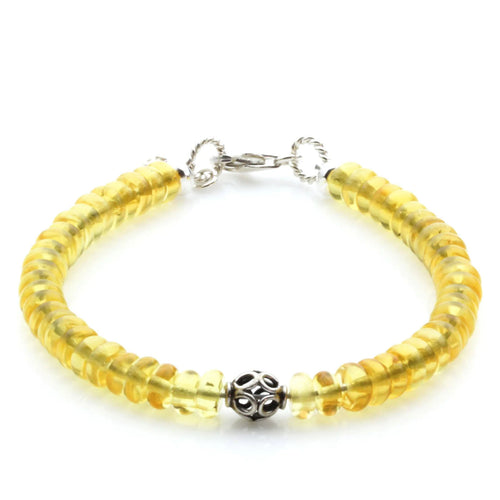 Adult Baltic Amber & 925 Sterling Silver Clasp Bracelet 18cm. SB111