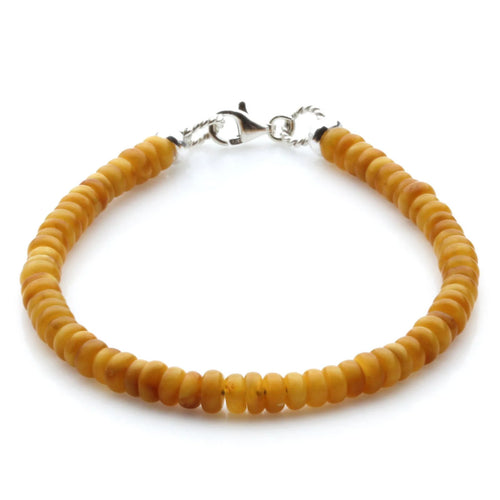 Adult Baltic Amber & 925 Sterling Silver Clasp Bracelet 4mm 19cm. SB137