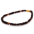 Dark cognac Baltic amber junior necklace, 40cm