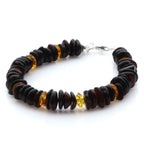Adult Baltic Amber Bracelet & 925 Sterling Silver Clasp 18cm. LE35