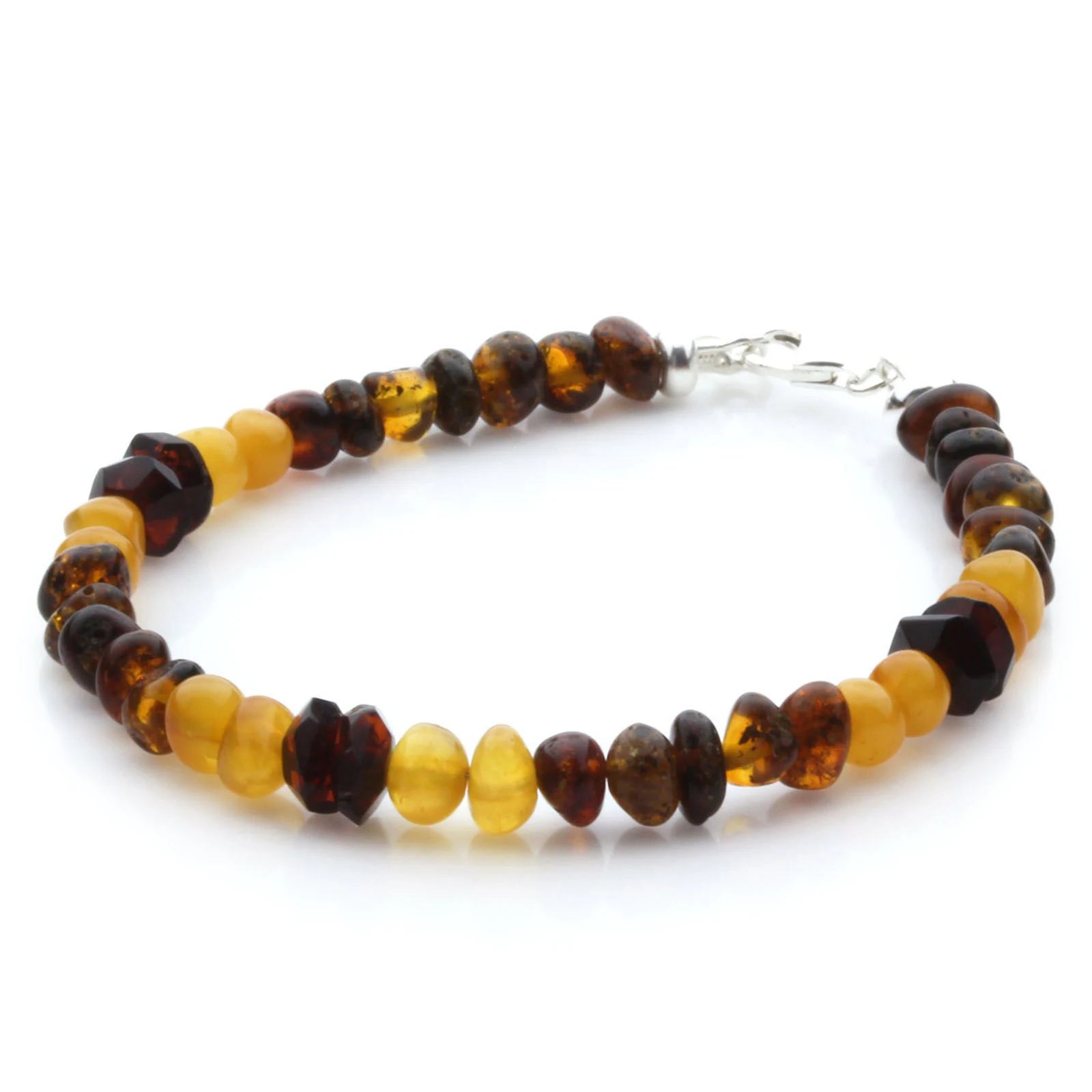 Adult Baltic Amber Bracelet & 925 Sterling Silver Clasp 18cm. LE26
