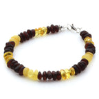 Adult Baltic Amber Bracelet & 925 Sterling Silver Clasp 18cm. LE29