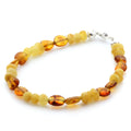 Yellow Baltic amber adult bracelet with sterling silver, 18cm