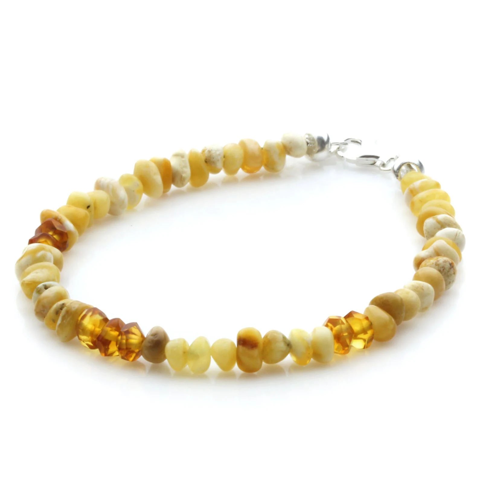 Adult Baltic Amber Bracelet & 925 Sterling Silver Clasp 18cm. LE32