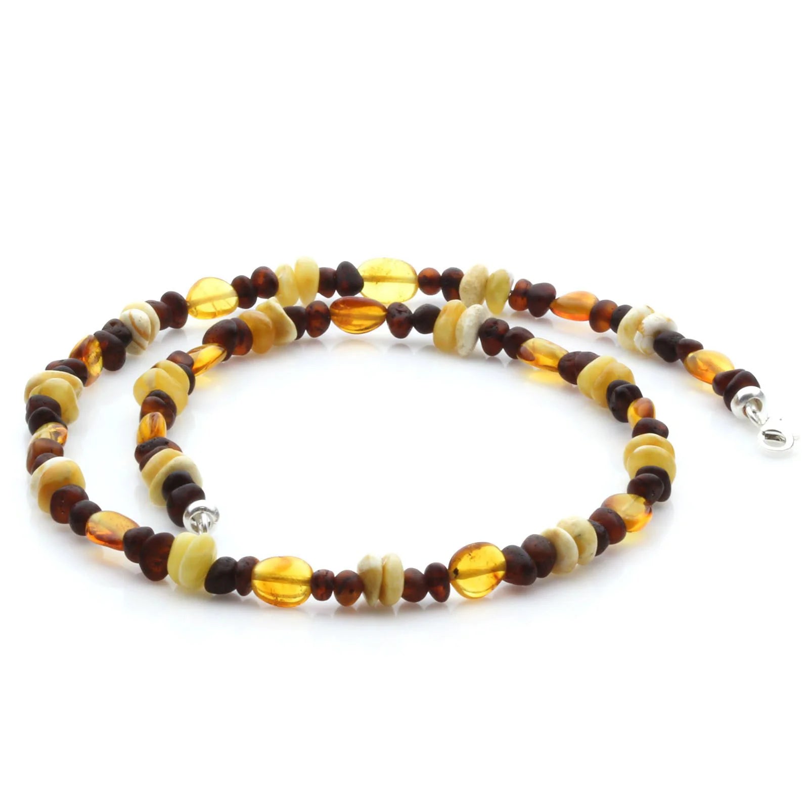 Adult Baltic Amber Necklace & 925 Sterling Silver Clasp 45cm. LE18