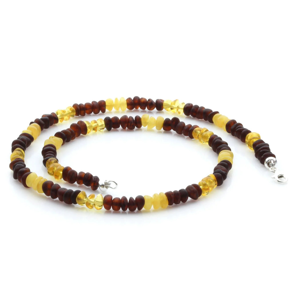 Adult Baltic Amber Necklace & 925 Sterling Silver Clasp 45cm. LE29