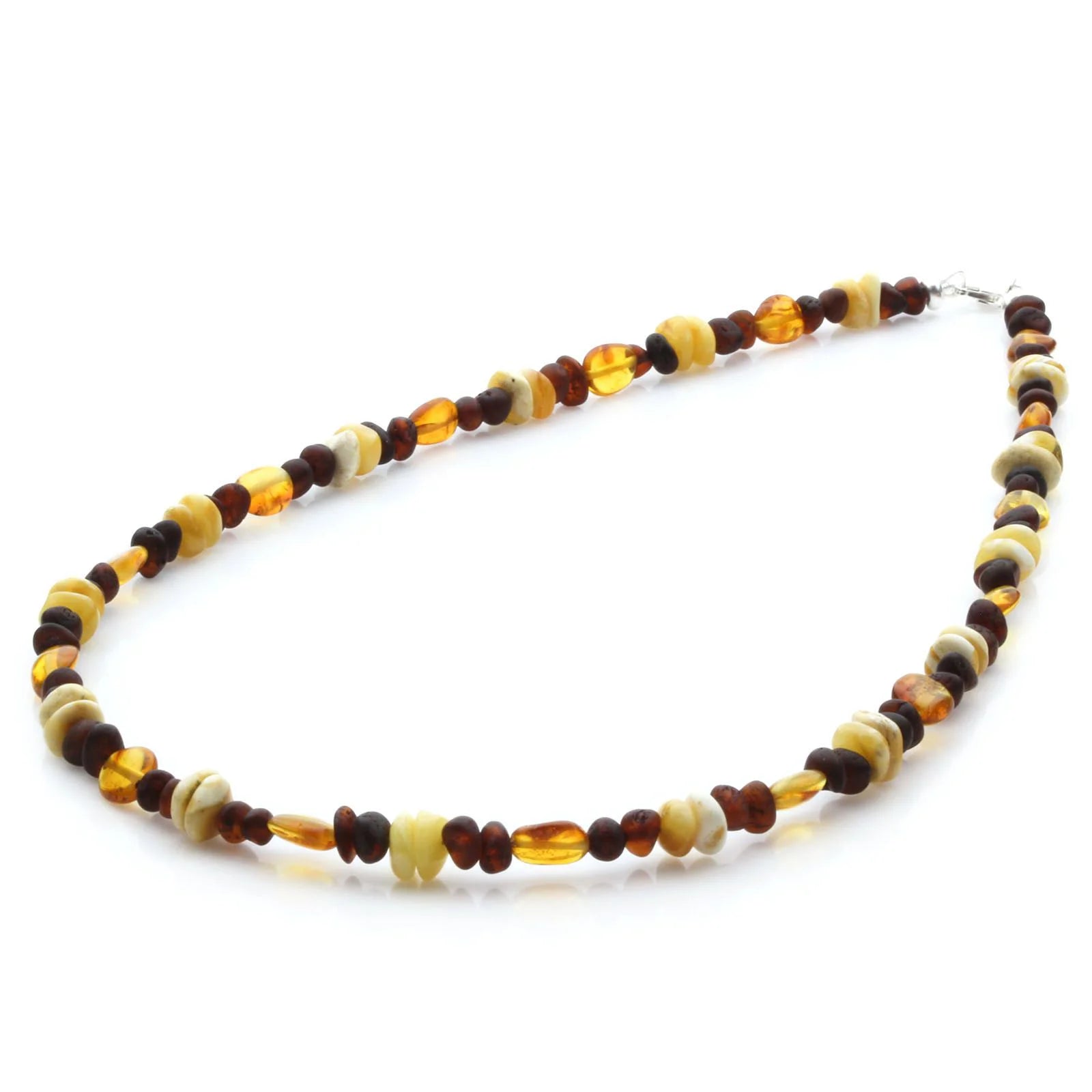 Adult Baltic Amber Necklace & 925 Sterling Silver Clasp 45cm. LE18