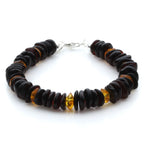 Adult Baltic Amber Bracelet & 925 Sterling Silver Clasp 18cm. LE35