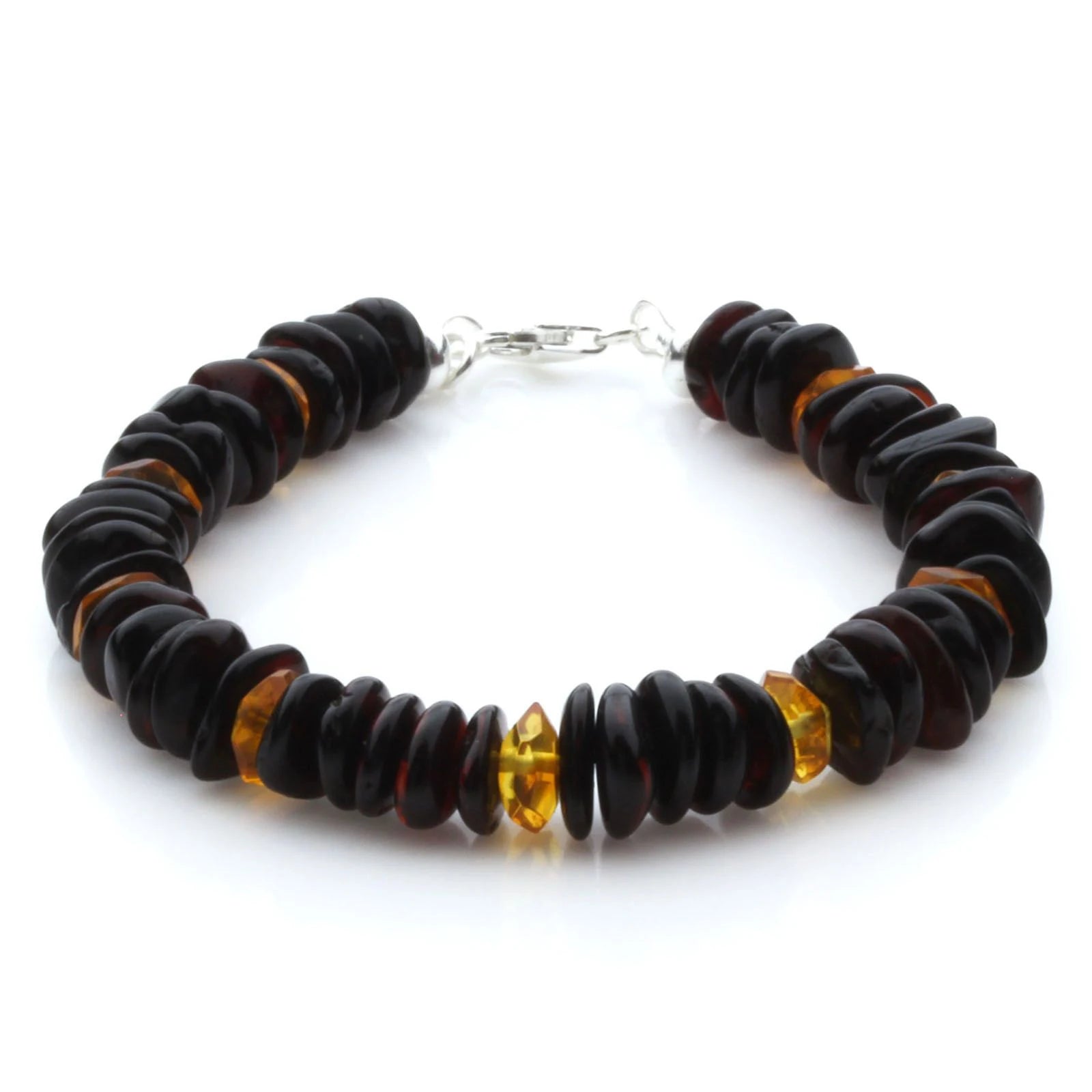 Adult Baltic Amber Bracelet & 925 Sterling Silver Clasp 18cm. LE35