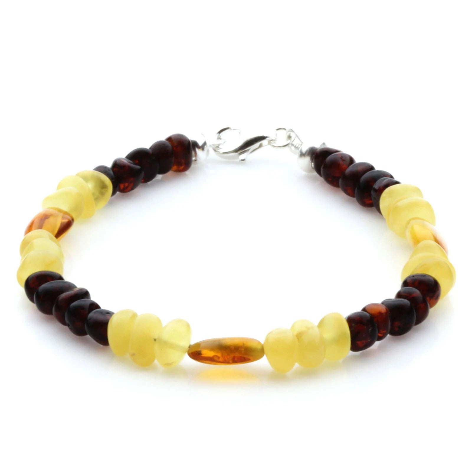 Adult Baltic Amber Bracelet & 925 Sterling Silver Clasp 18cm. LE21