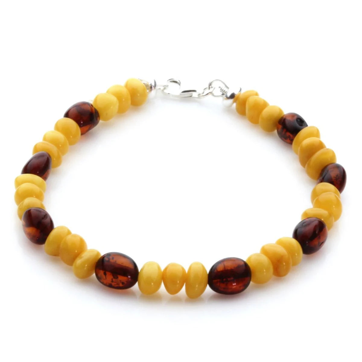 Adult Baltic Amber Bracelet & 925 Sterling Silver Clasp 18cm. LE22