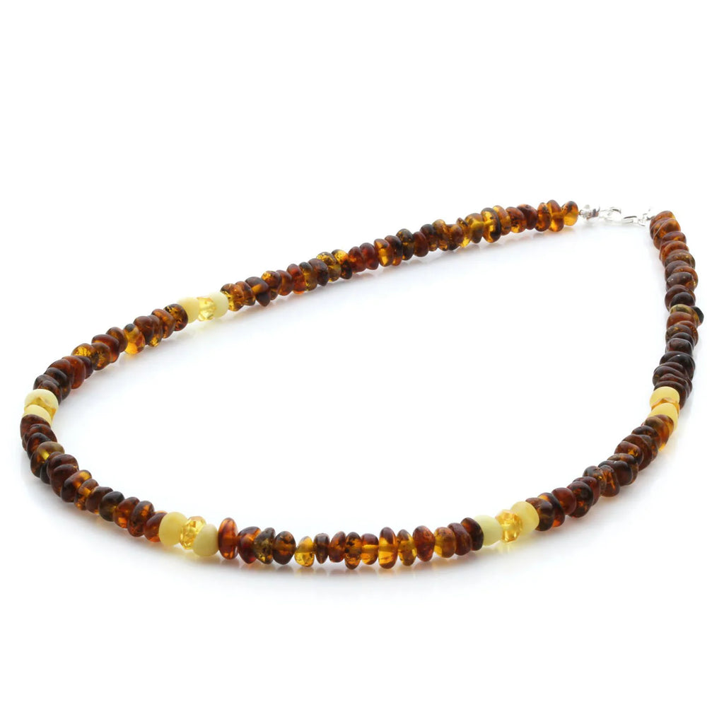 Adult Baltic Amber Necklace & 925 Sterling Silver Clasp 45cm. LE23