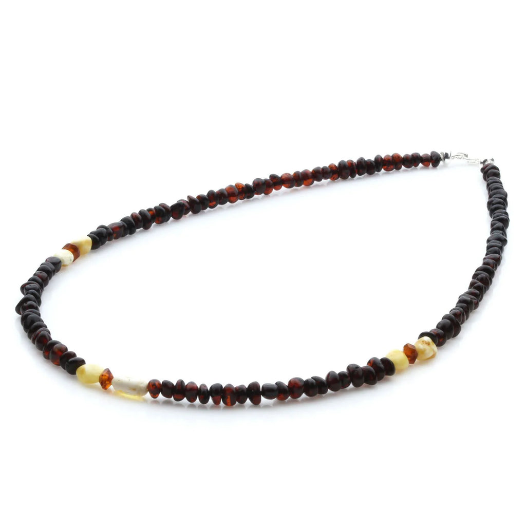 Adult Baltic Amber Necklace & 925 Sterling Silver Clasp 45cm. LE31