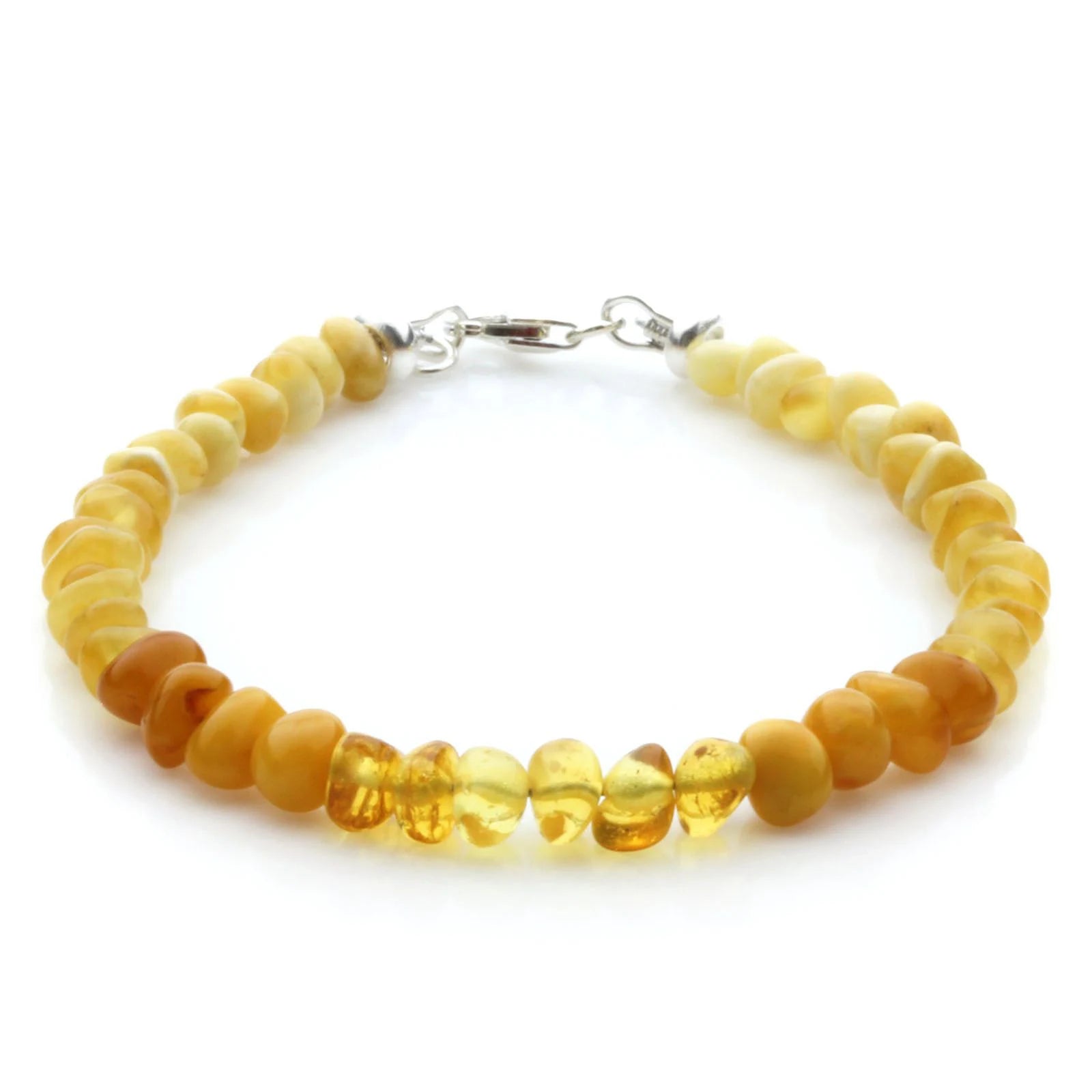 Adult Baltic Amber Bracelet & 925 Sterling Silver Clasp 18cm. LE14