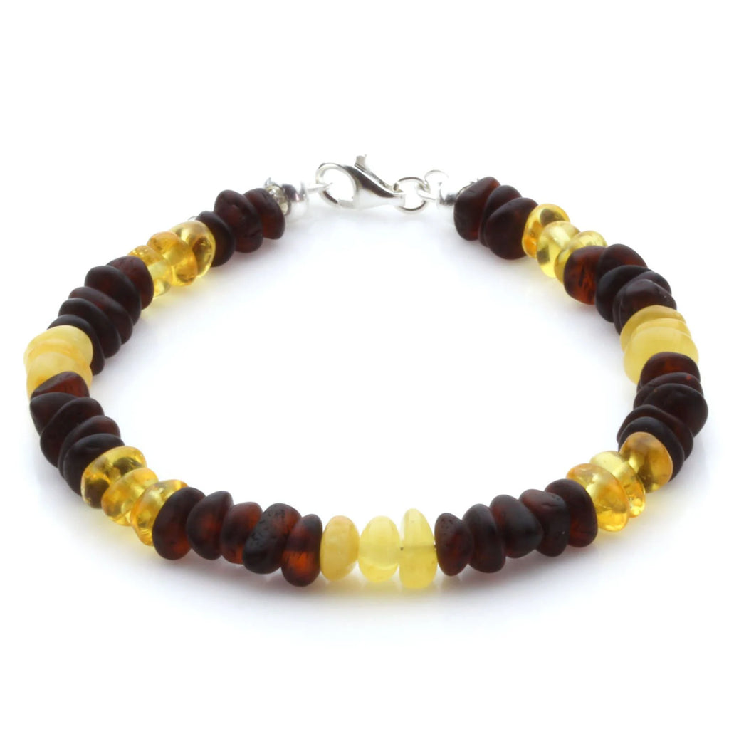 Adult Baltic Amber Bracelet & 925 Sterling Silver Clasp 18cm. LE29