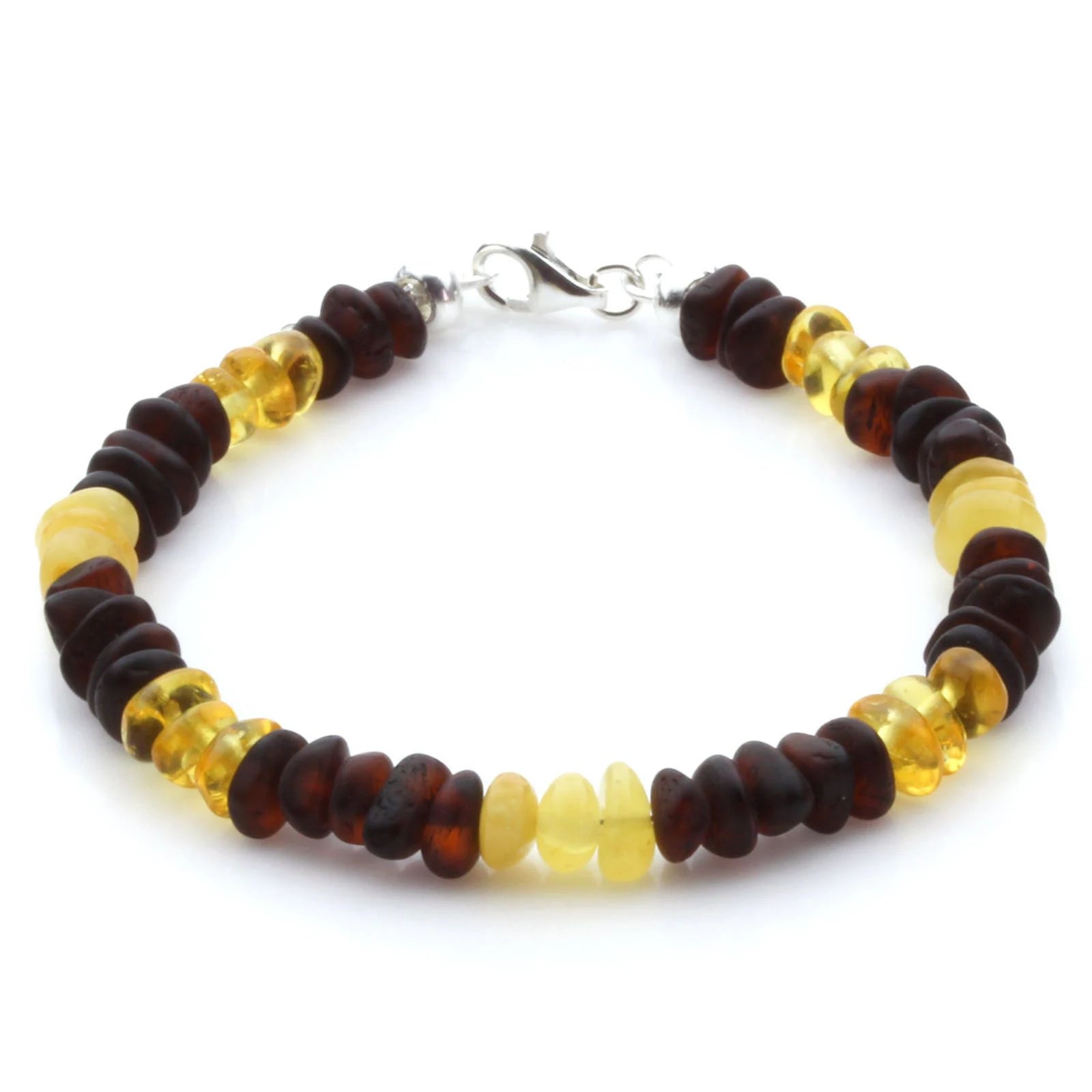 Adult Baltic Amber Bracelet & 925 Sterling Silver Clasp 18cm. LE29
