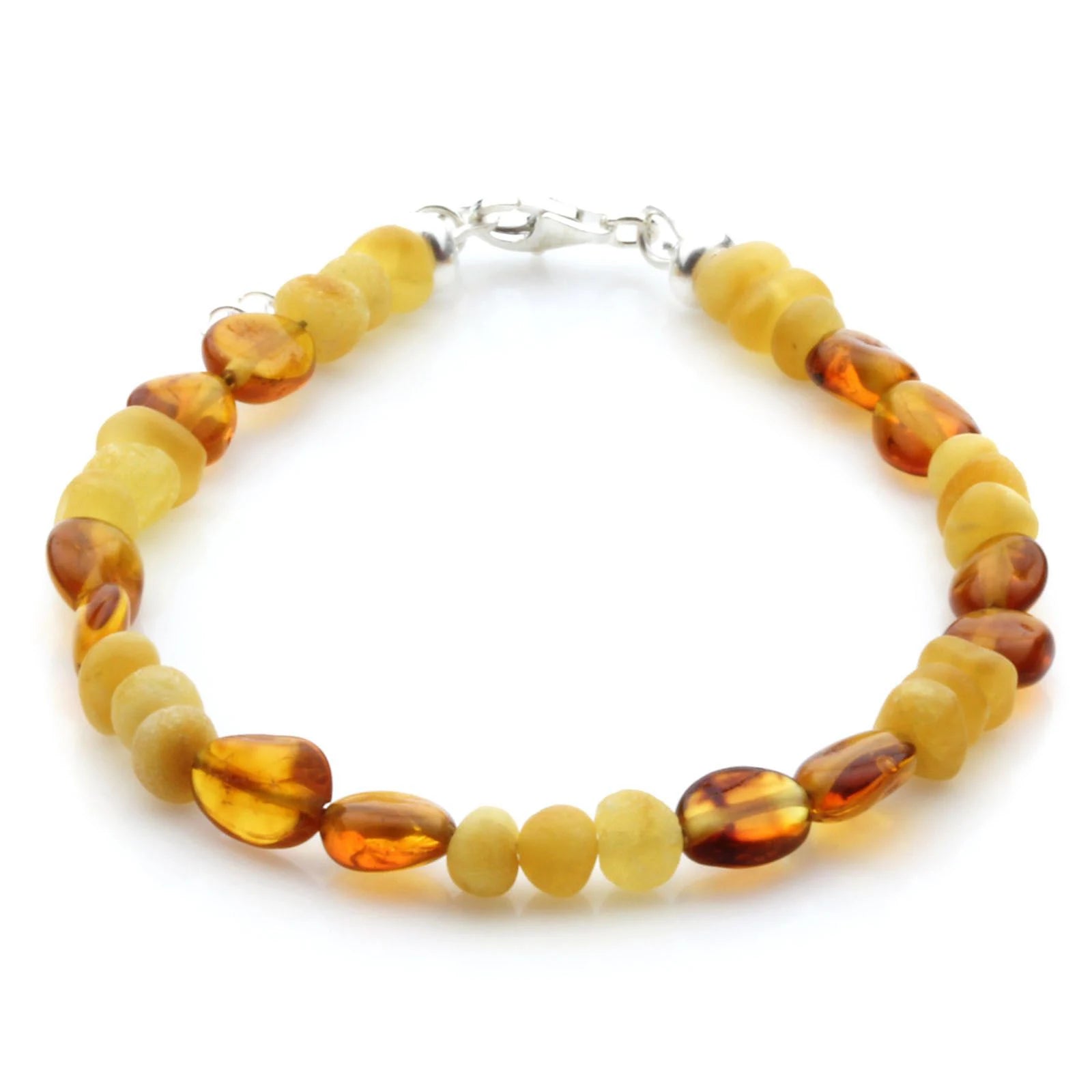 Adult Baltic Amber Bracelet & 925 Sterling Silver Clasp 18cm. LE19