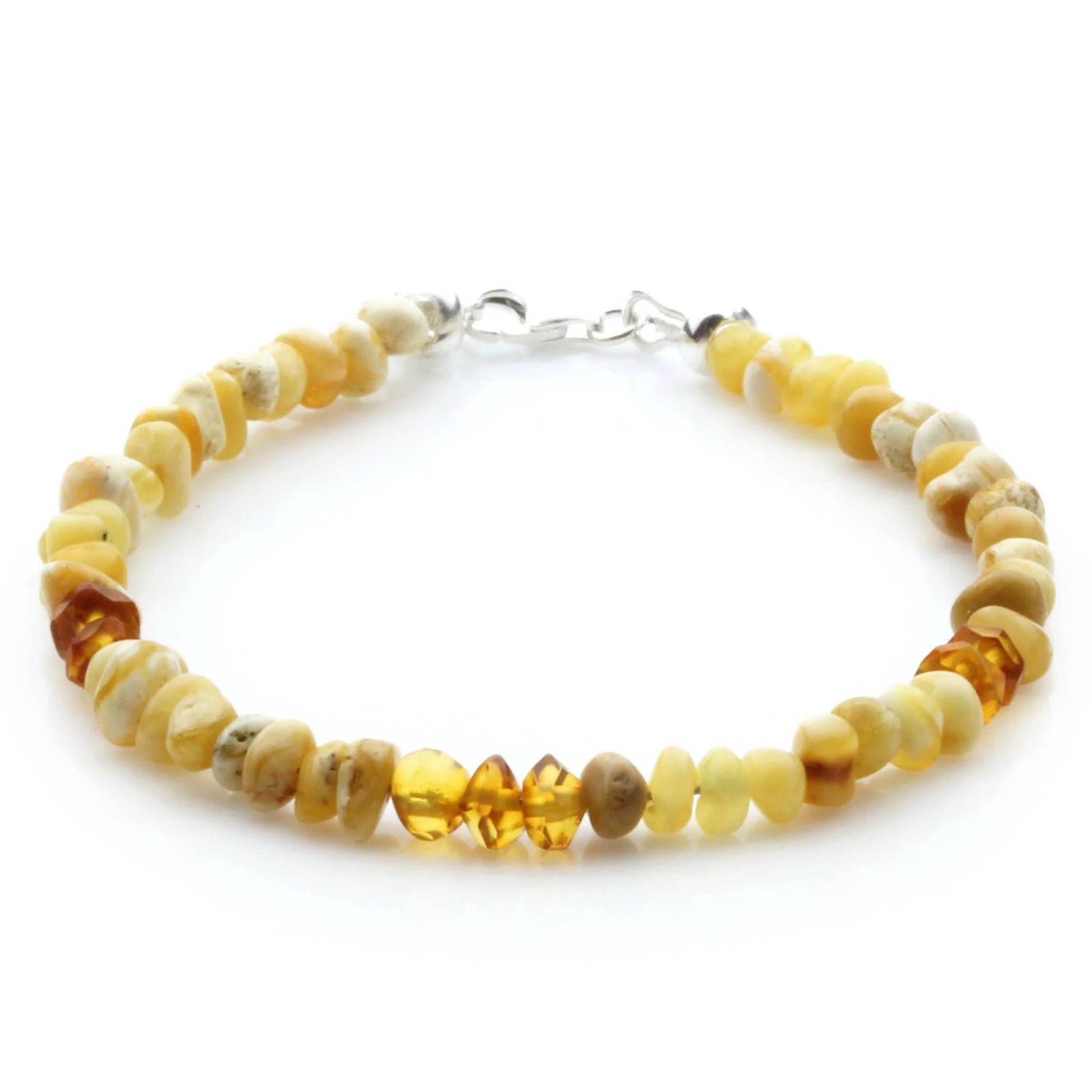 Adult Baltic Amber Bracelet & 925 Sterling Silver Clasp 18cm. LE32