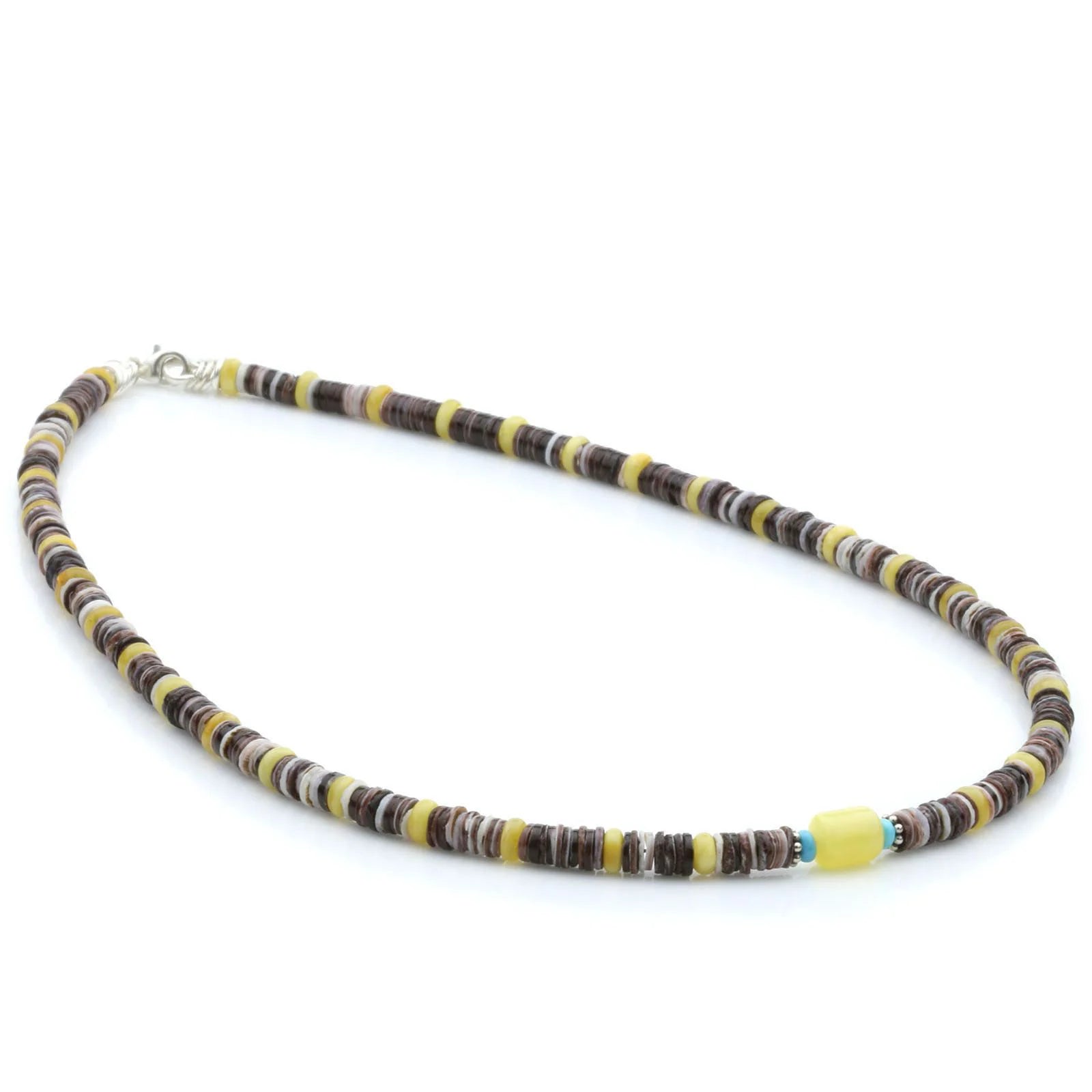 ADULT BALTIC AMBER SHELL TURQUOISE 925 STERLING SILVER NECKLACE. SPT01