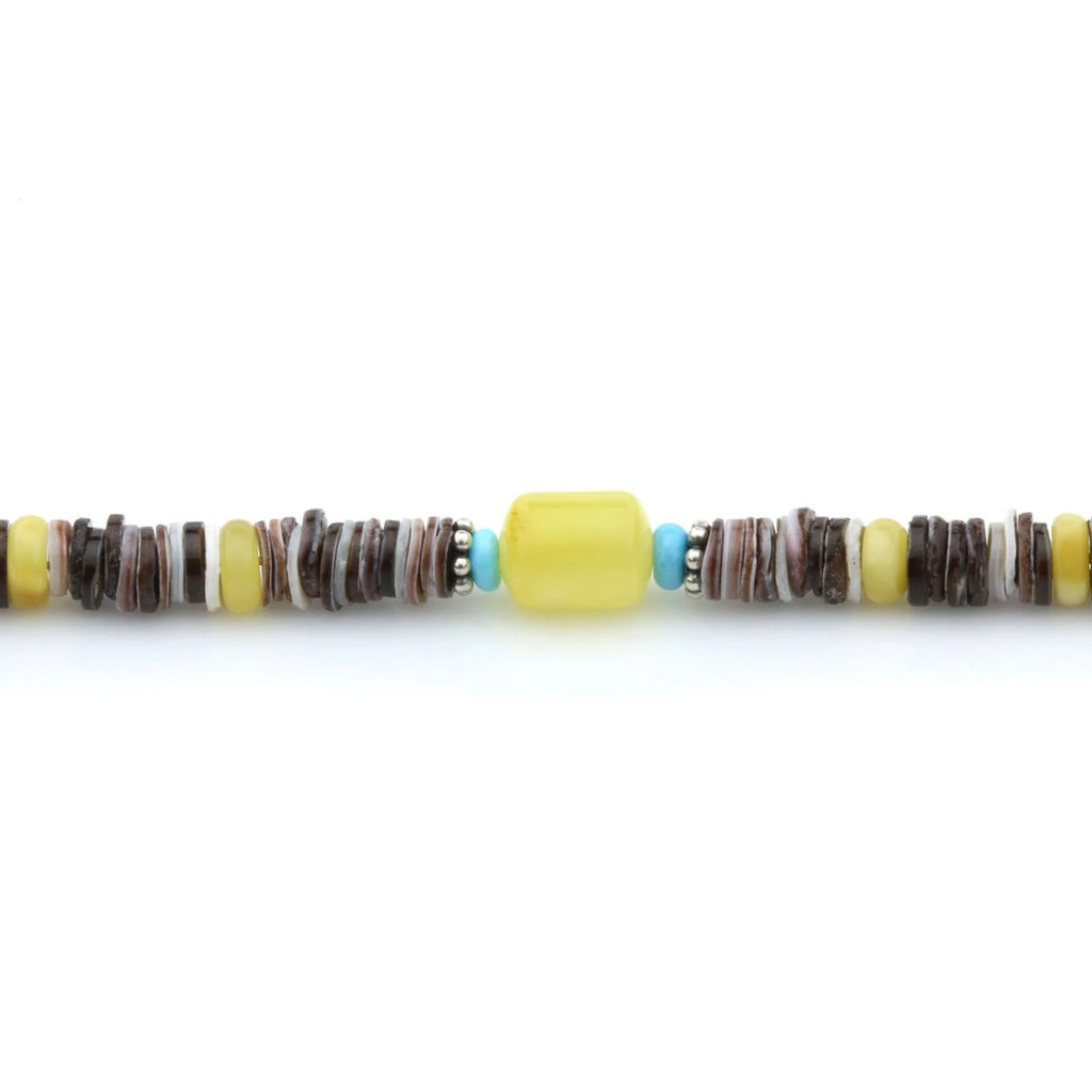 ADULT BALTIC AMBER SHELL TURQUOISE 925 STERLING SILVER NECKLACE. SPT01