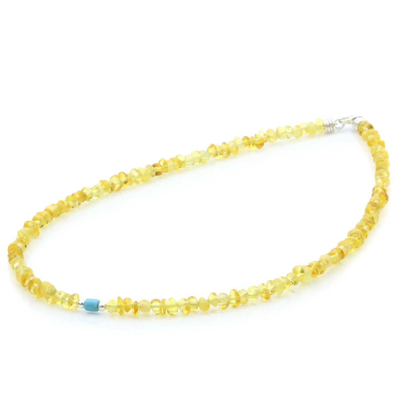 ADULT BALTIC AMBER TURQUOISE 925 STERLING SILVER NECKLACE. SPT05