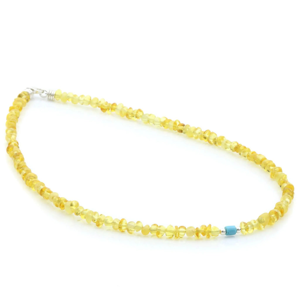 ADULT BALTIC AMBER TURQUOISE 925 STERLING SILVER NECKLACE. SPT05