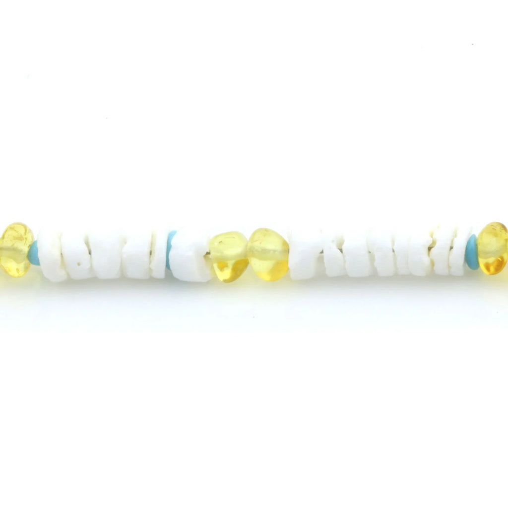ADULT BALTIC AMBER SHELL TURQUOISE 925 STERLING SILVER NECKLACE. SPT81