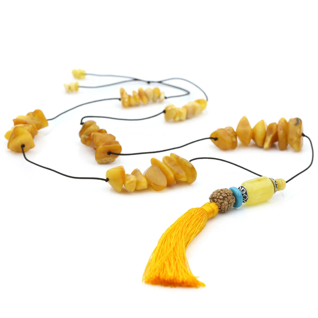 NATURAL BALTIC AMBER TASSEL NECKLACE. TASSEL13