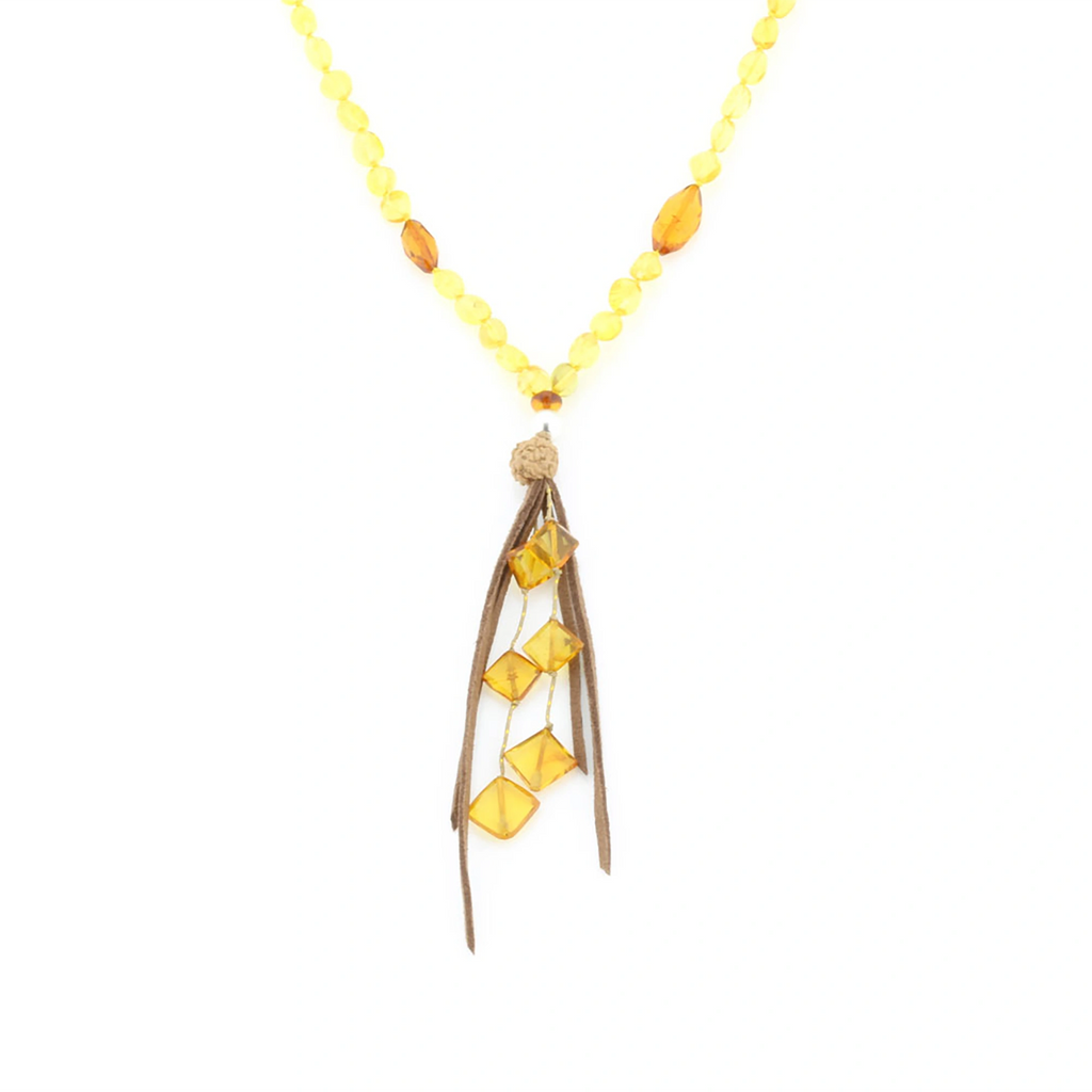 NATURAL BALTIC AMBER TASSEL NECKLACE. TASSEL16