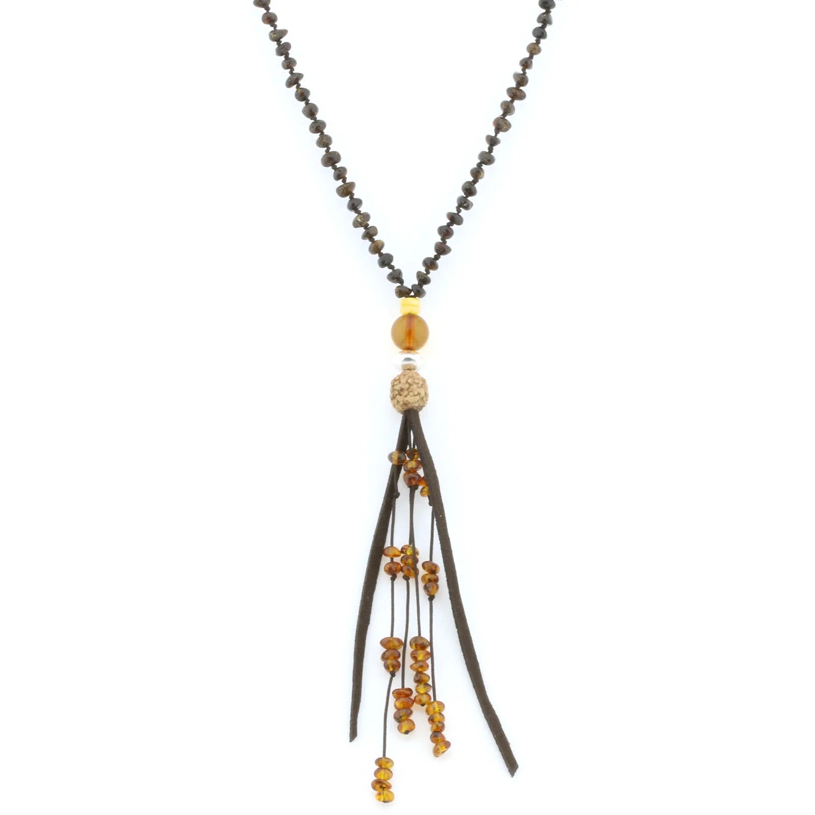 NATURAL BALTIC AMBER TASSEL NECKLACE. TASSEL08