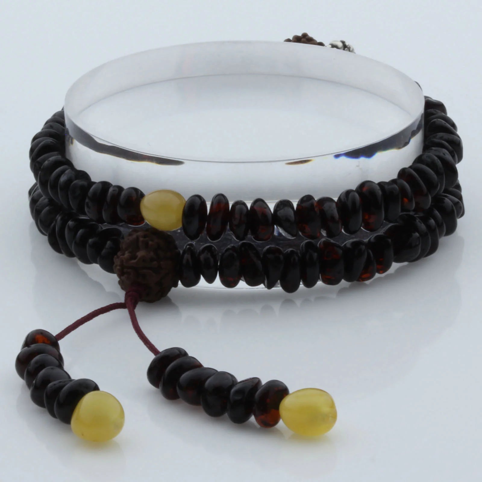 Adult Baltic Amber Bracelet with 925 Sterling Silver Mala Tassel. MD05