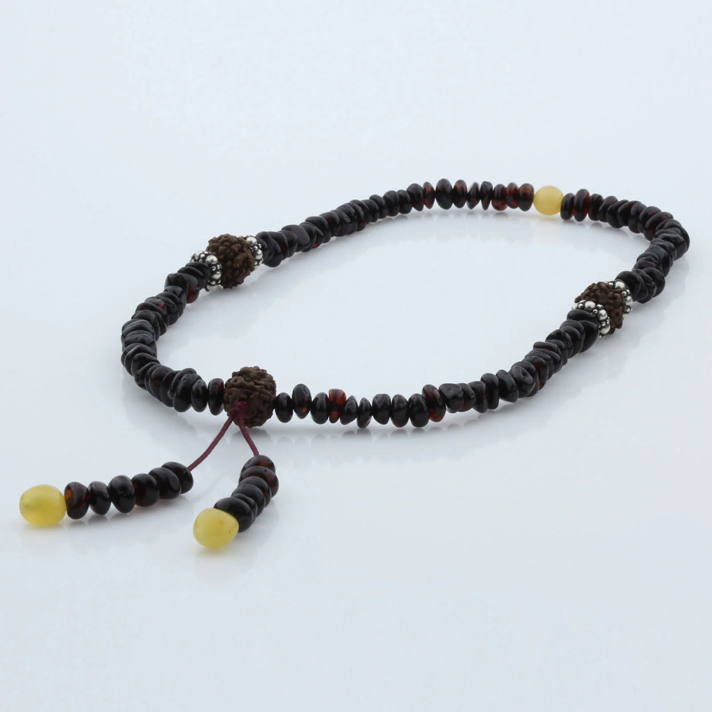 Adult Baltic Amber Bracelet with 925 Sterling Silver Mala Tassel. MD05