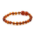 Cognac Baltic amber baroque children's bracelet, 14cm