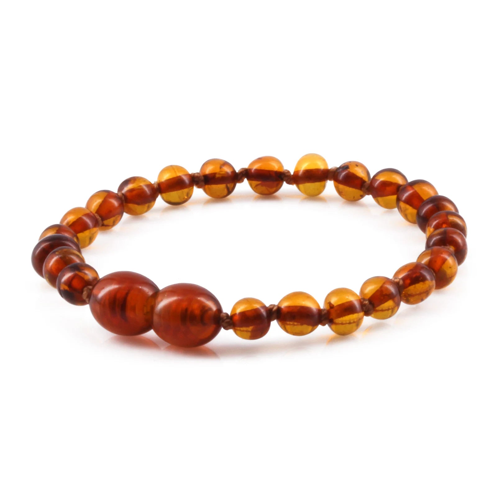 Baltic Amber Teething Bracelet. Baroque Cognac 5mm - XB54C